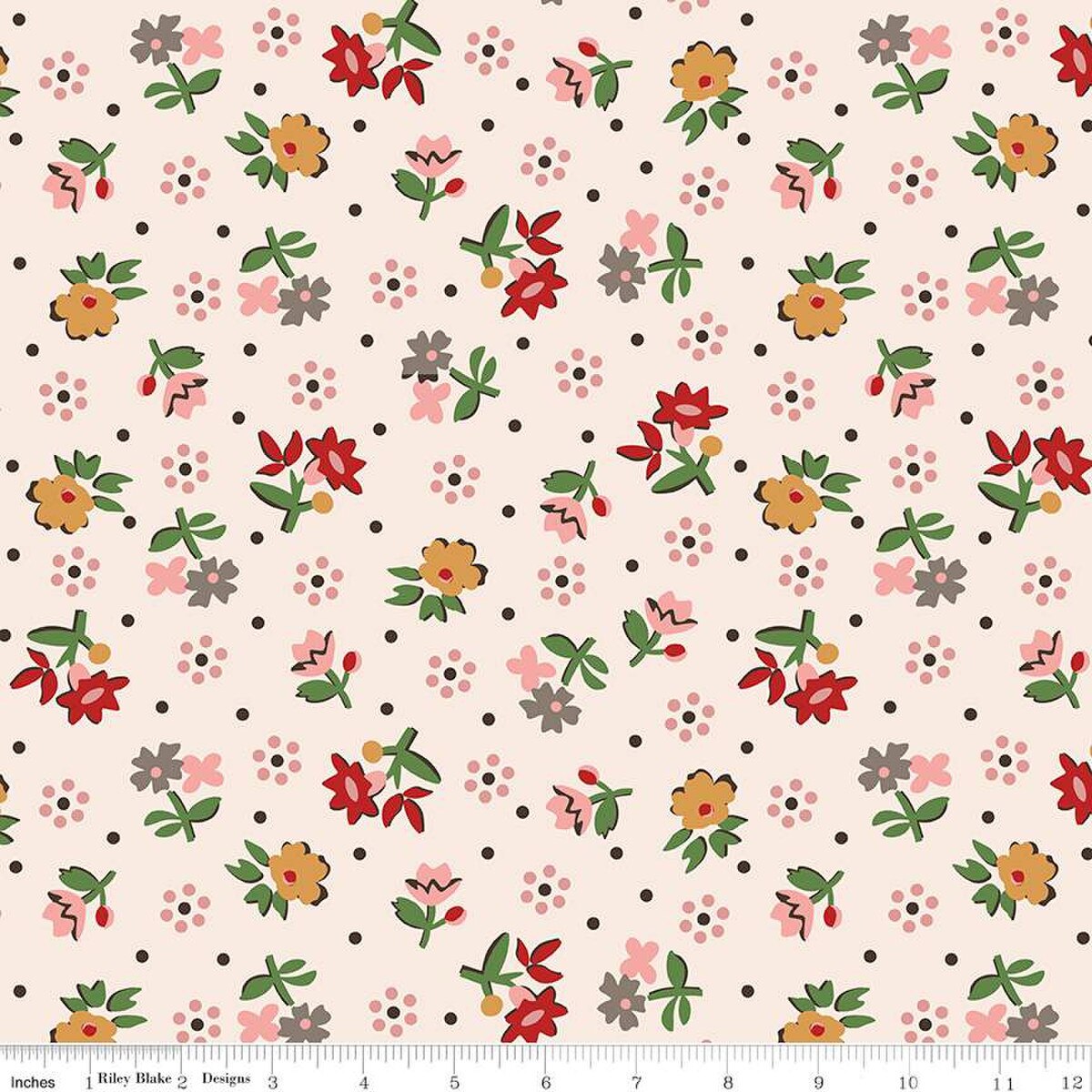 "Gentler Times Reunion Coral" 108" Wide Back- 1/2 yard