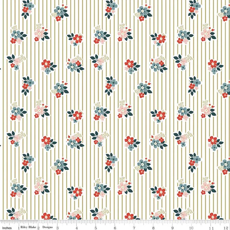 "Vintage Charm Floral Stripes Pear"-RBD