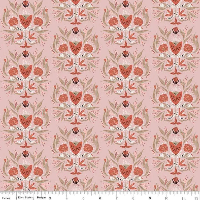 "Garden Dreams Floral Damask Dusty Pink"-RBD