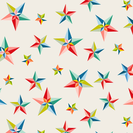 Multicolor Pinwheel Stars 108" Wide- 1/2 yard