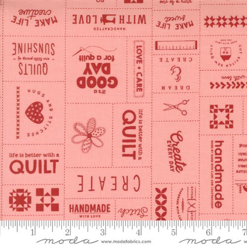 "Made with Love Patchwork Pink"- Moda Fabrics