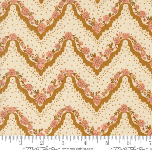 "Hankie Stripes Floral Chevron Caramel"- Moda Fabrics