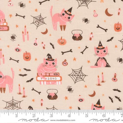 "Purrs and Boos Cats Novelty Moonbeam"-Moda Fabrics