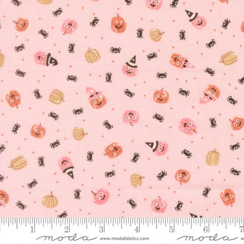 "Purrs and Boos Friendly Pumpkin and Spiders Novelty Purrfect Pink"-Moda Fabrics