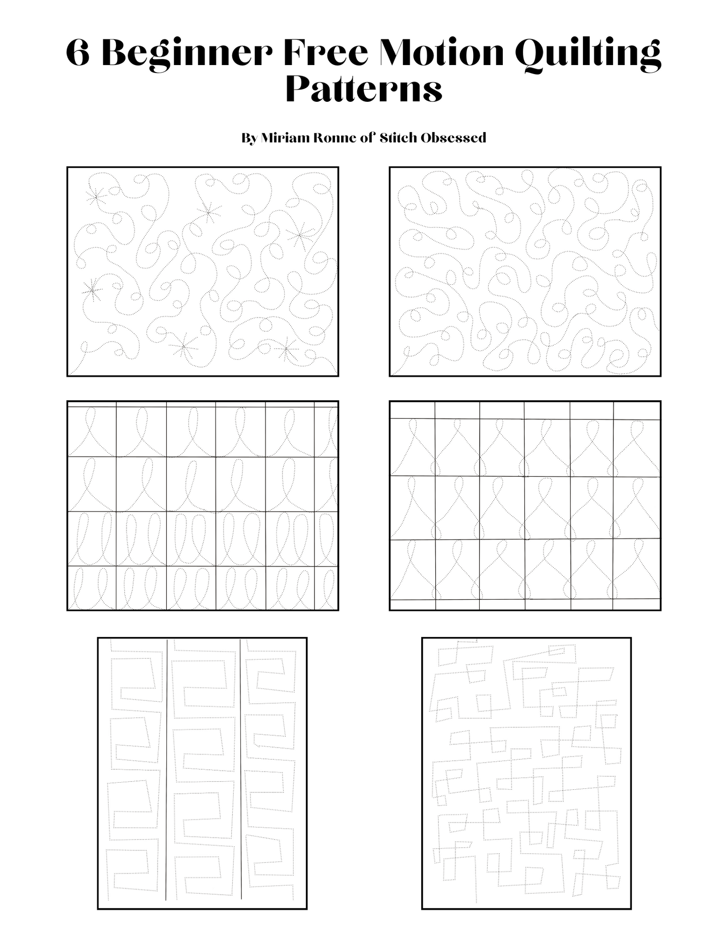 6 Free Motion Quilting Practice Templates