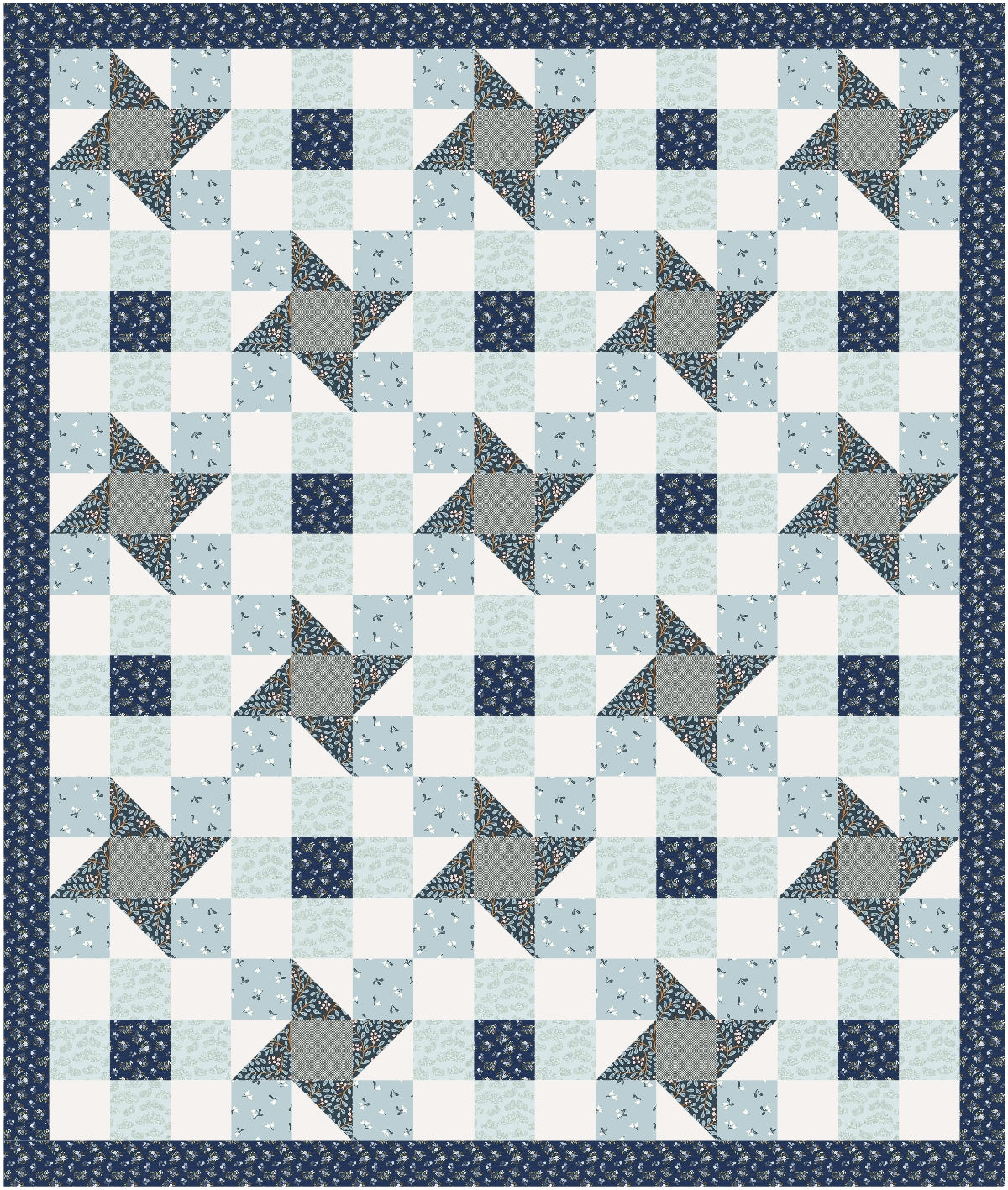 "Out of the Blue" Cottage Twirl Quilt Kit