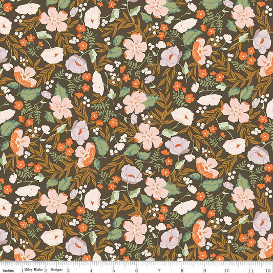 "Winged Medley Boho Blooms Brown"-RBD