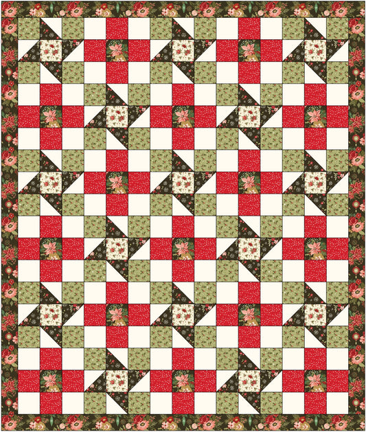 "Floral Christmas" Cottage Twirl Quilt Kit