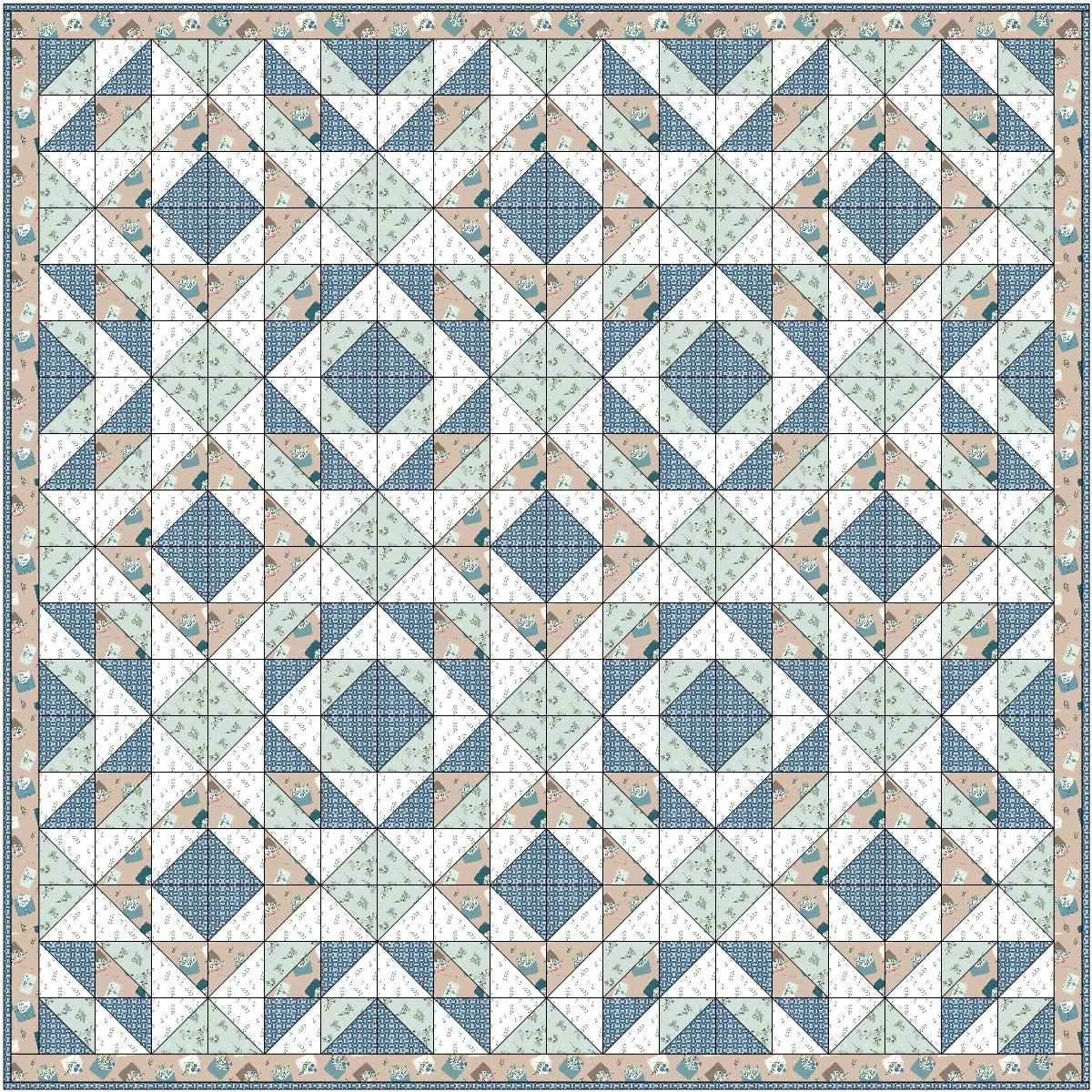 “Feelin’ Blue” HST StarBurst! Quilt Kit