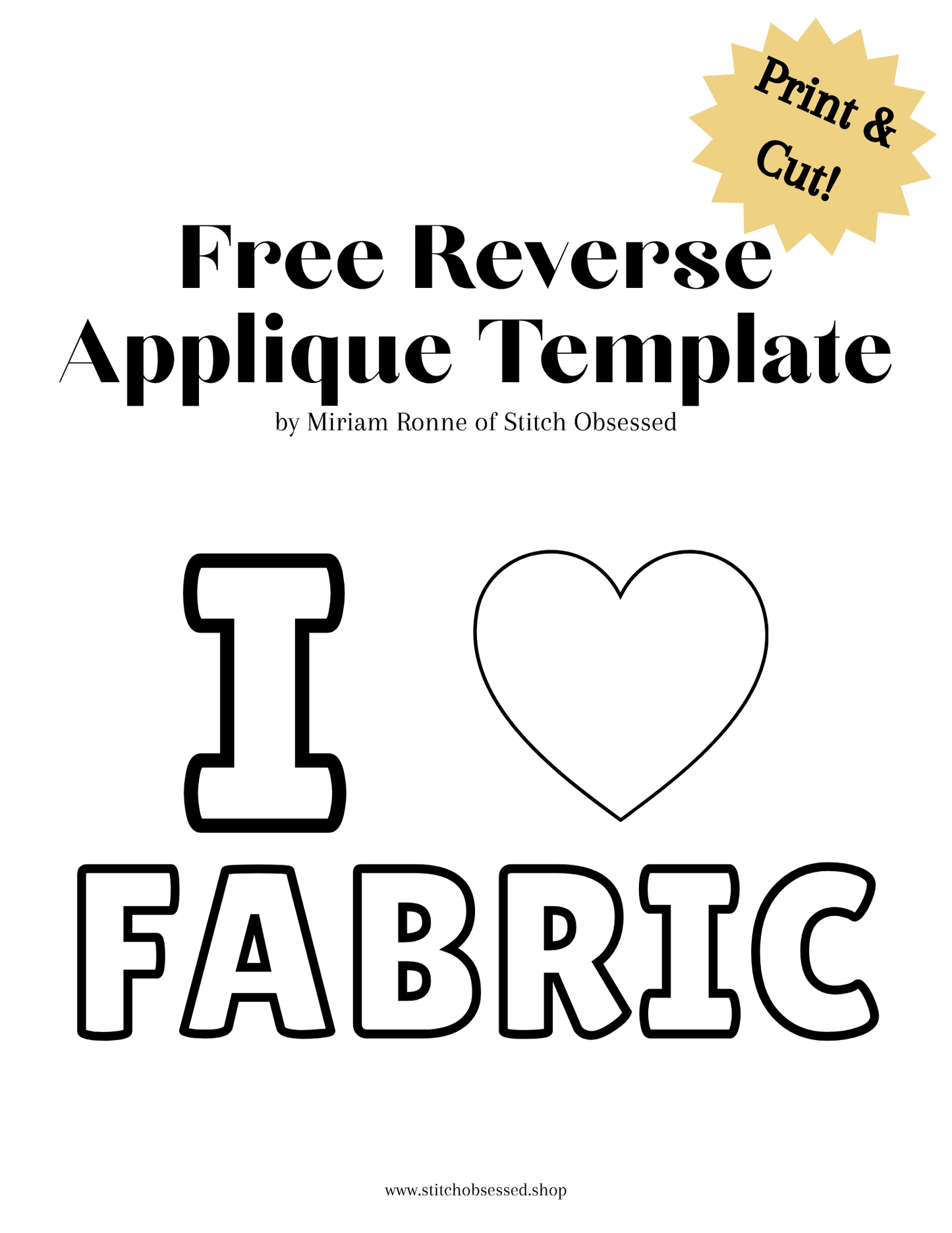 I "Heart" FABRIC Applique Template