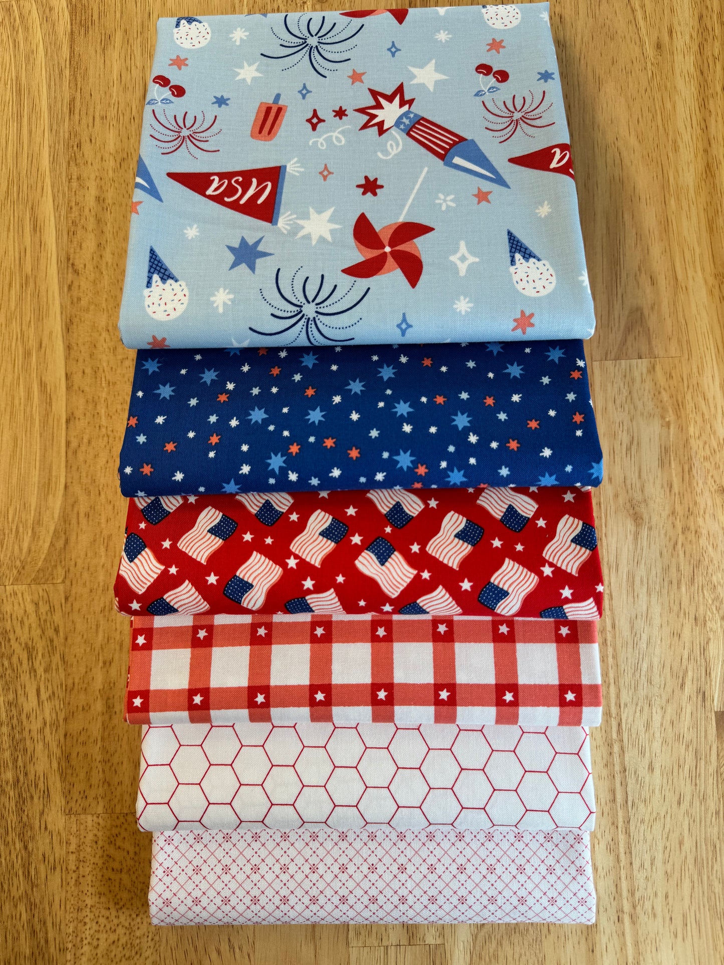 Red, White, and Blue 6 yard Bundle-1 yd cuts