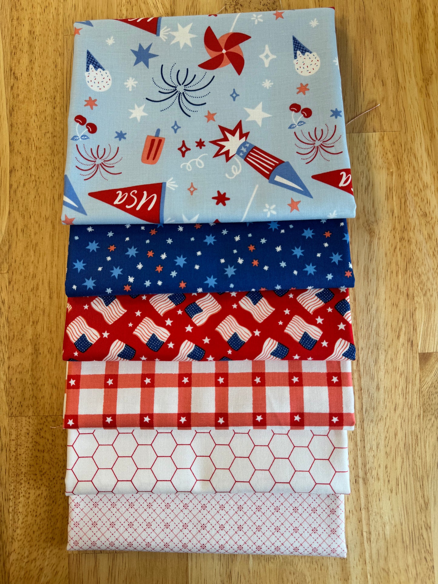 Red, White, and Blue 3 yard Bundle-1/2 yd cuts