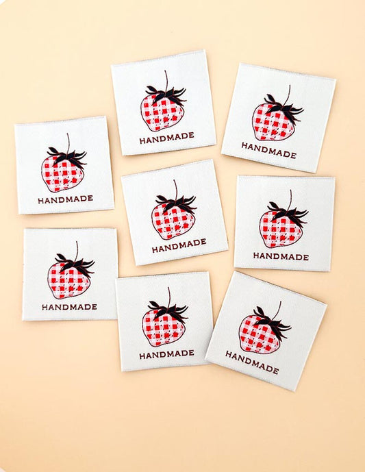 Minki Kim Check Strawberry Woven Labels