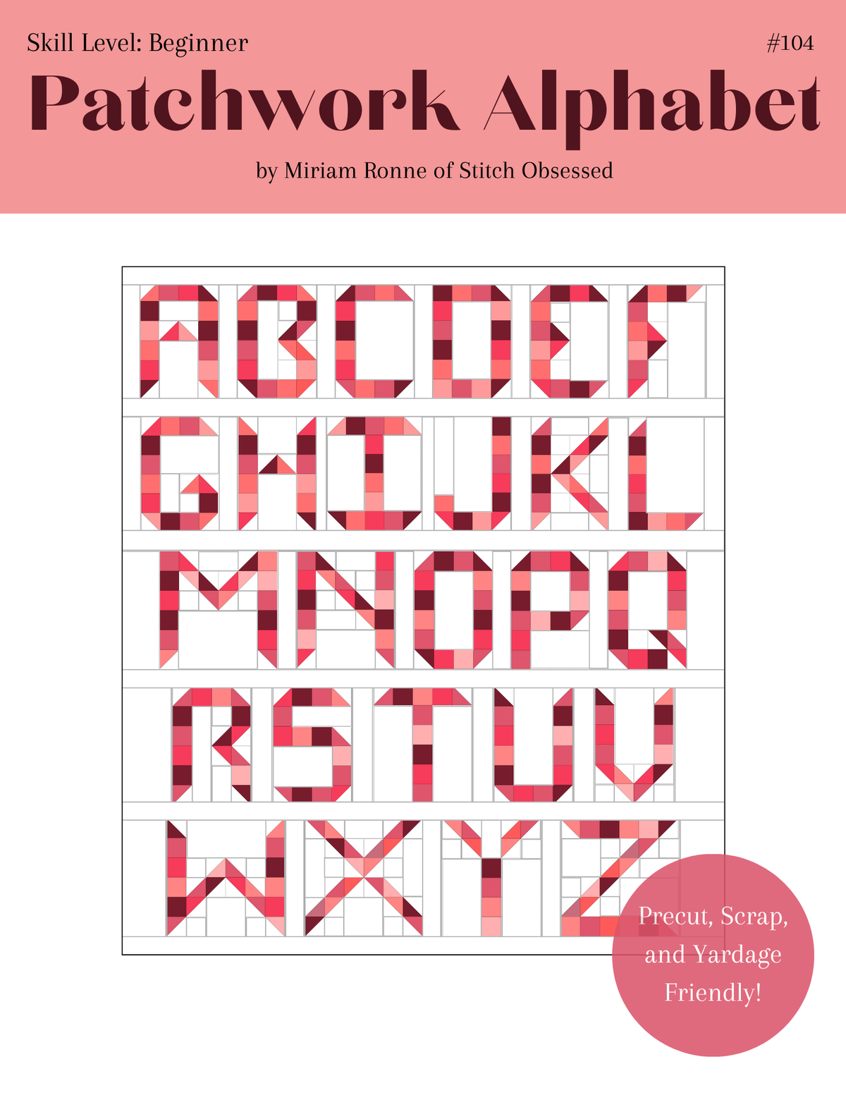 Letters Pattern Patch Patchwork Alphabet Quilt Pattern (PDF Copy) – Stitch Obsessed