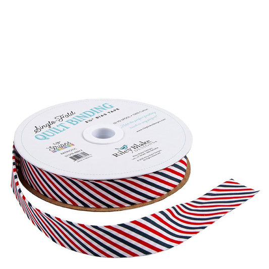 Single-Fold Quilt Binding "1/8" Stripe Patriotic"- RBD