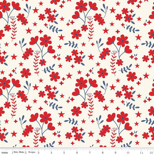 "Freedom Garden Ditsy Floral Multi" 108" Wide Back- 1/2 yard