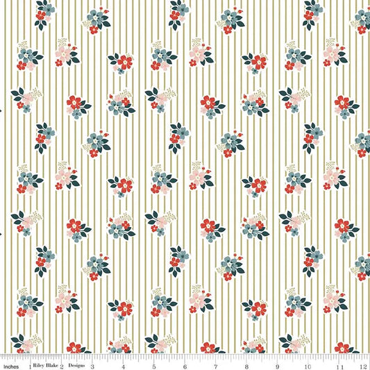 "Vintage Charm Floral Stripes Pear"-RBD